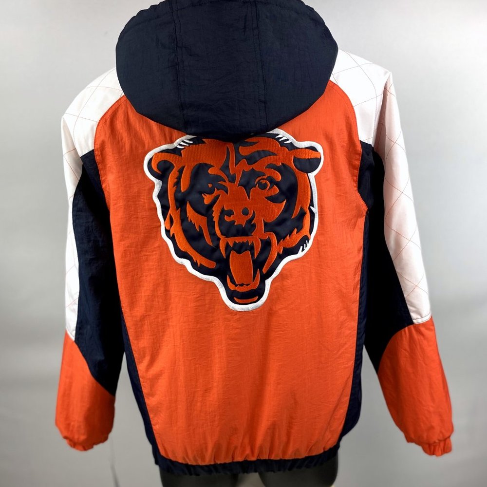 CHICAGO BEARS STARTER NFL Half Zip Hooded Jacket M L XL - Picture 3 of 10